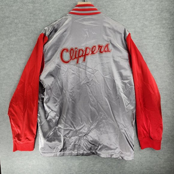 VTG Los Angeles Clippers Jacket Mens Large Silver Red NBA Court Warm Up Adidas - Picture 11 of 16